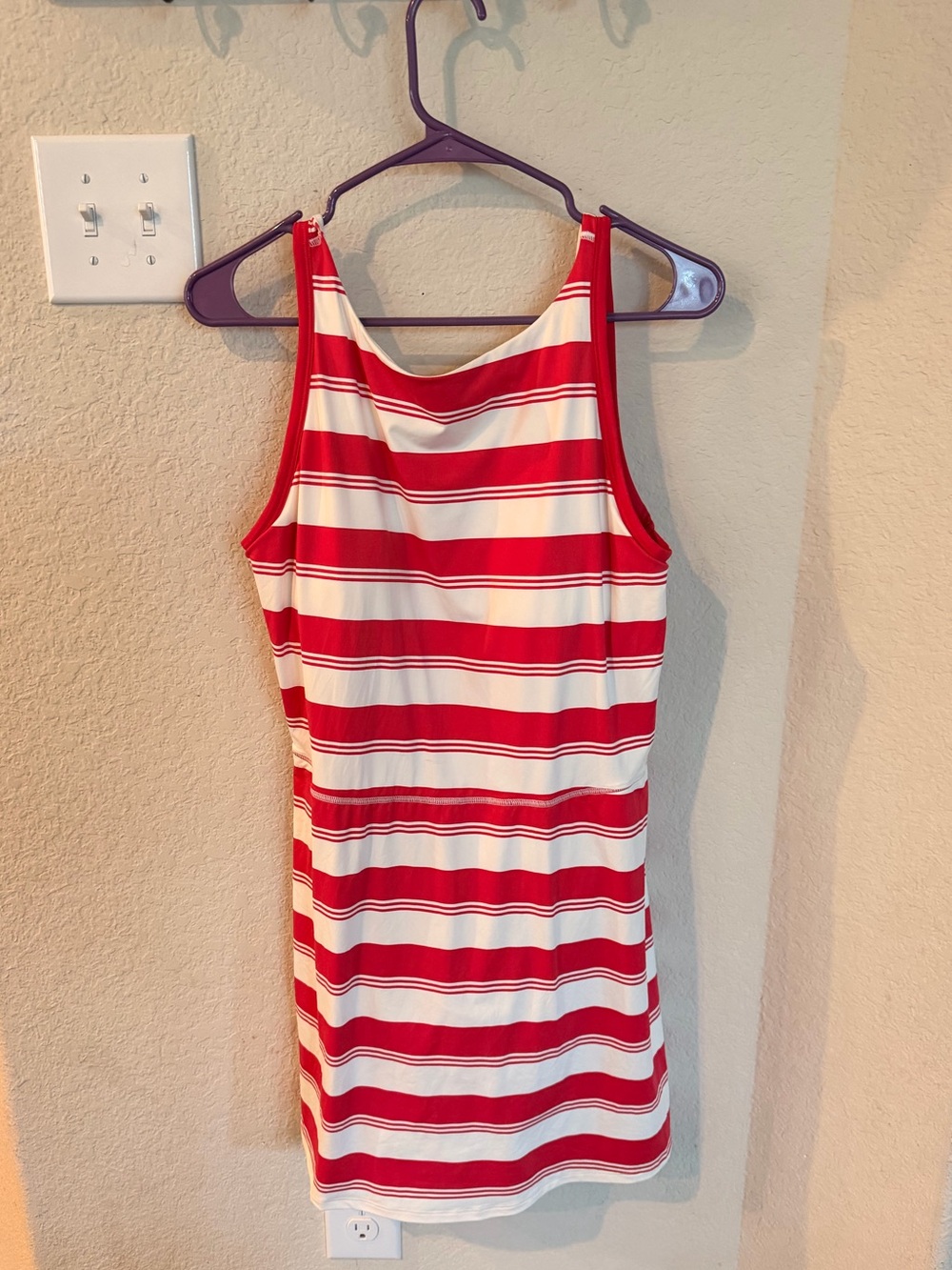 all in motion Red and White Strapless-Look Sleeveless Stripe Dress